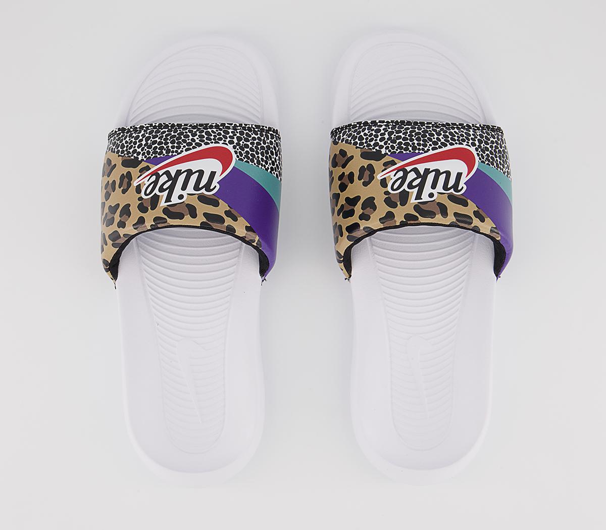 Nike Victori One Sliders Nike Victori One Sliders White Habanero Red Black Electro Purple