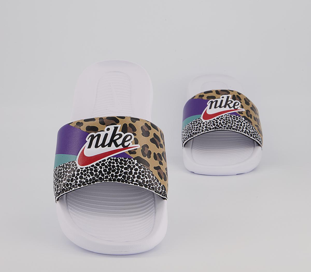 Nike Victori One Sliders Nike Victori One Sliders White Habanero Red Black Electro Purple