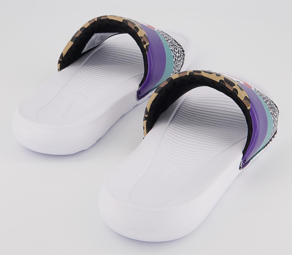 Nike Victori One Sliders Nike Victori One Sliders White Habanero Red Black Electro Purple