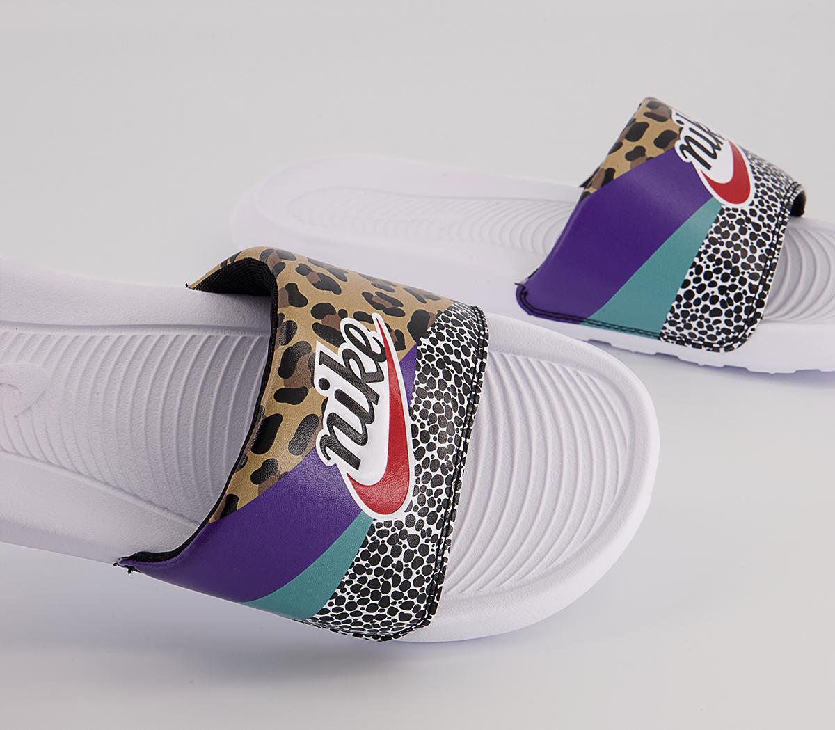 Nike Victori One Sliders Nike Victori One Sliders White Habanero Red Black Electro Purple