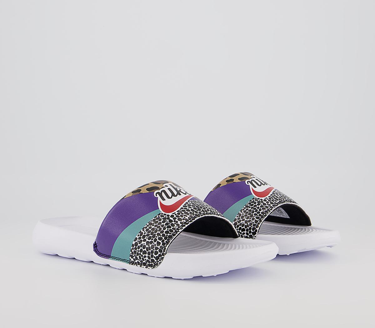 Nike Victori One Sliders Nike Victori One Sliders White Habanero Red Black Electro Purple