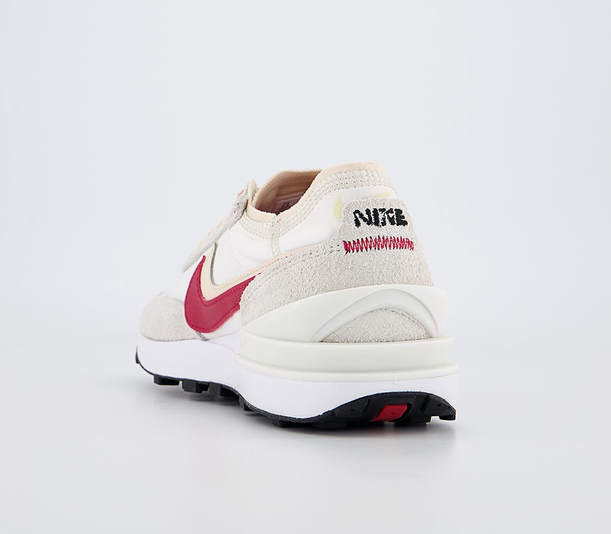 nike waffle one trainers sail gym red pearl white black