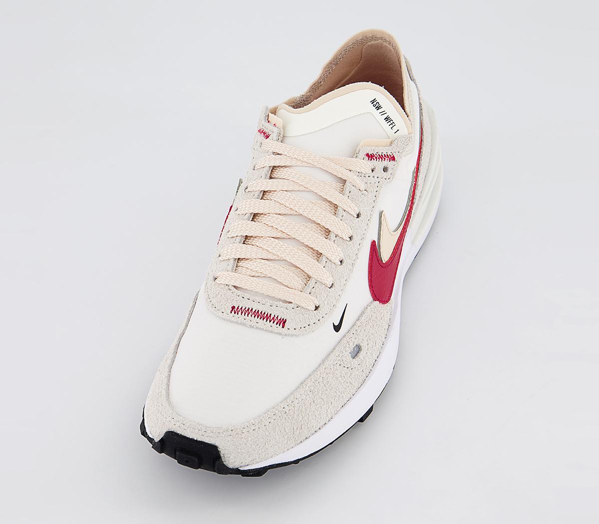 nike waffle one trainers sail gym red pearl white black