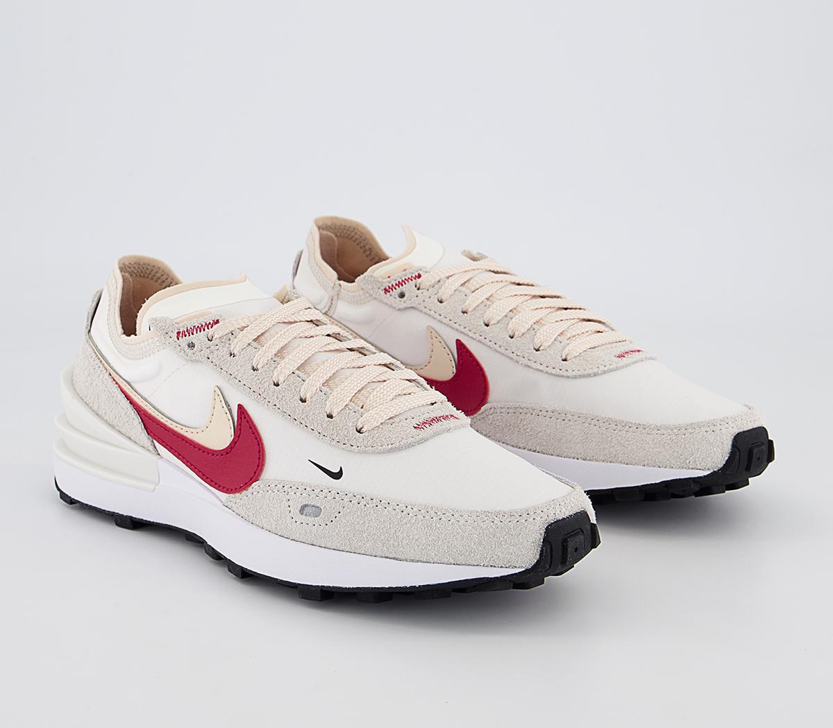 nike waffle one trainers sail gym red pearl white black