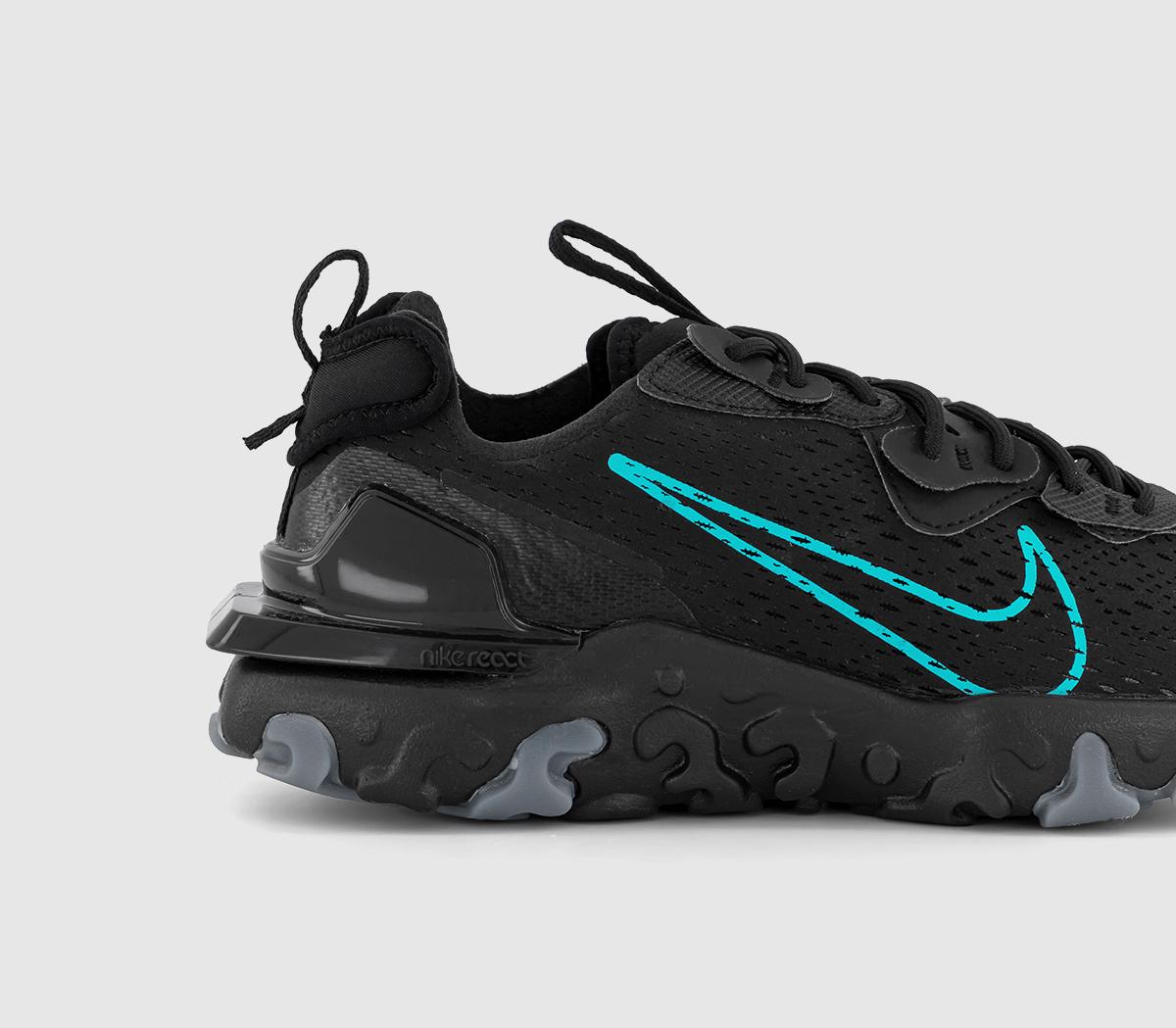 nike react black and teal