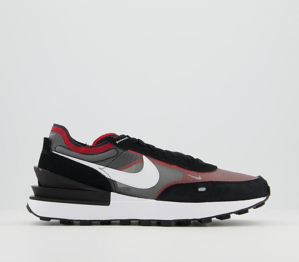 NikeWaffle One TrainersBlack White Sport Red