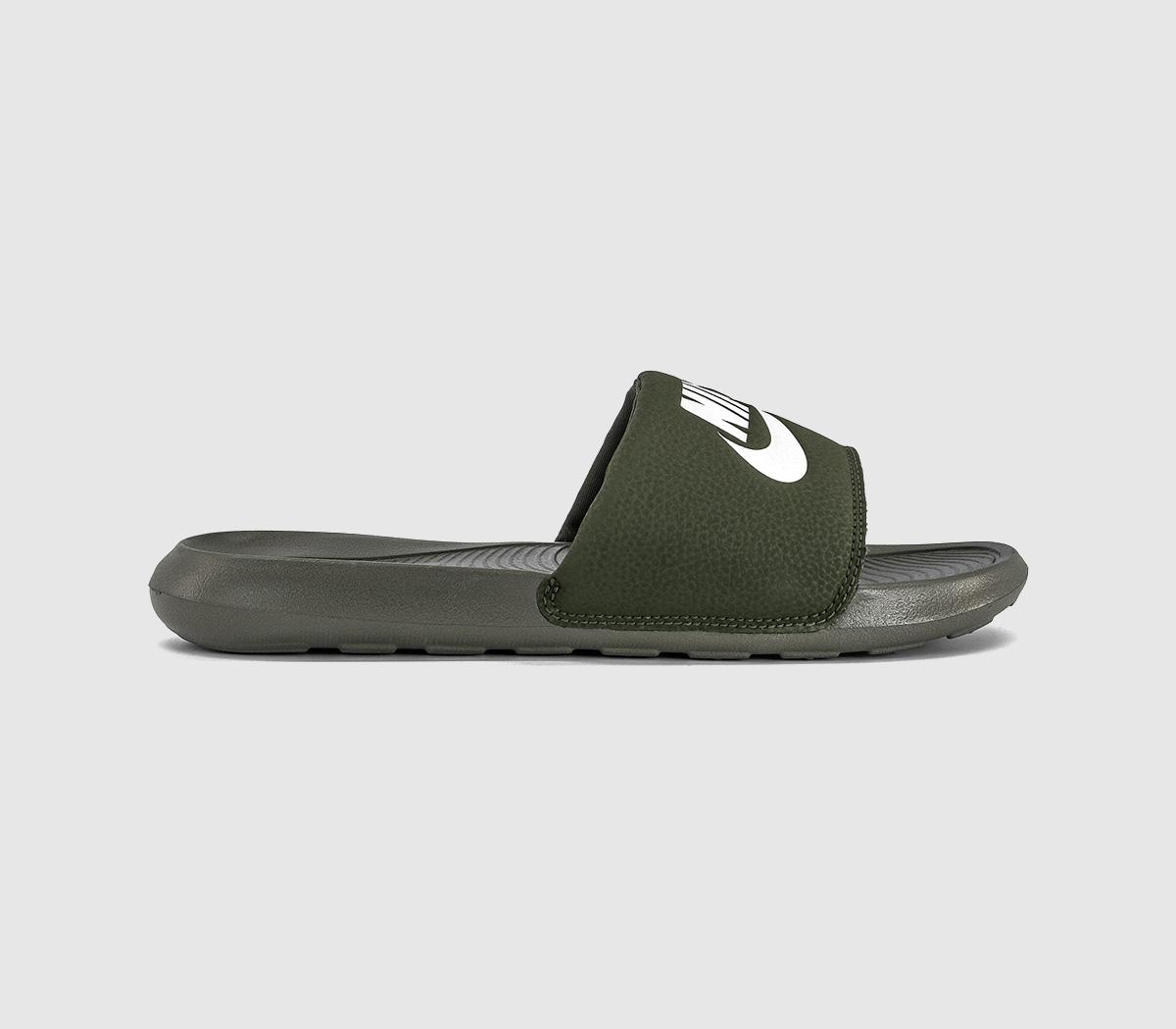 Nike Victori One Sliders Cargo Khaki Sail  Green in   Size 9, Office Shoes