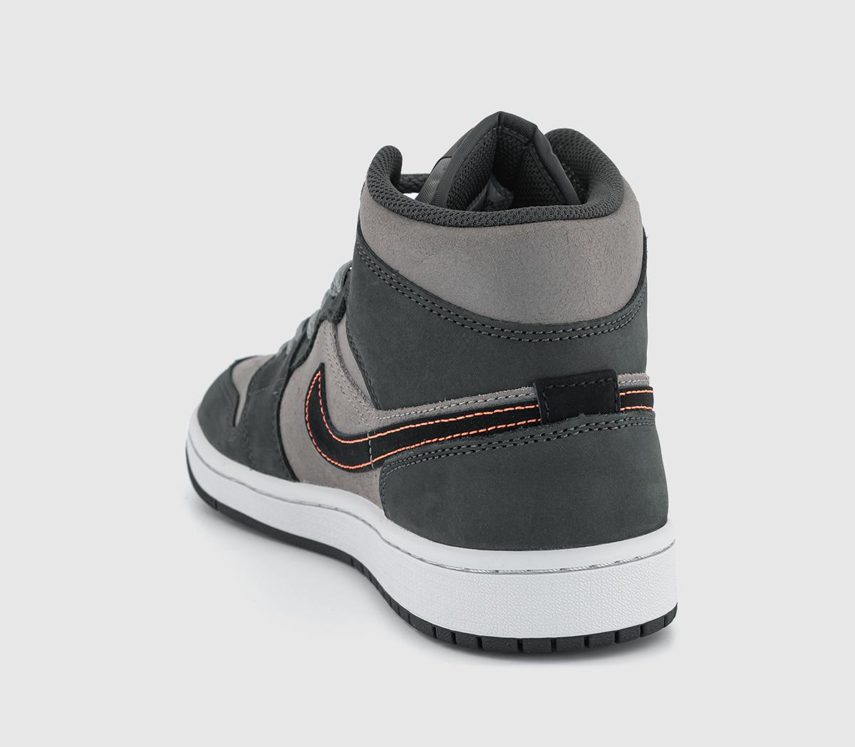 JordanAir Jordan 1 Mid TrainersNight Stadium Black Flat Pewter