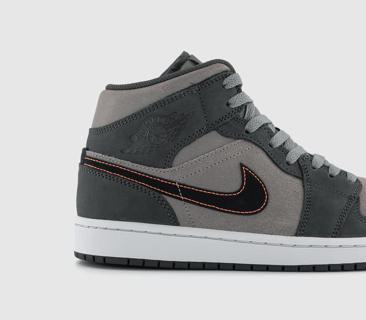 JordanAir Jordan 1 Mid TrainersNight Stadium Black Flat Pewter