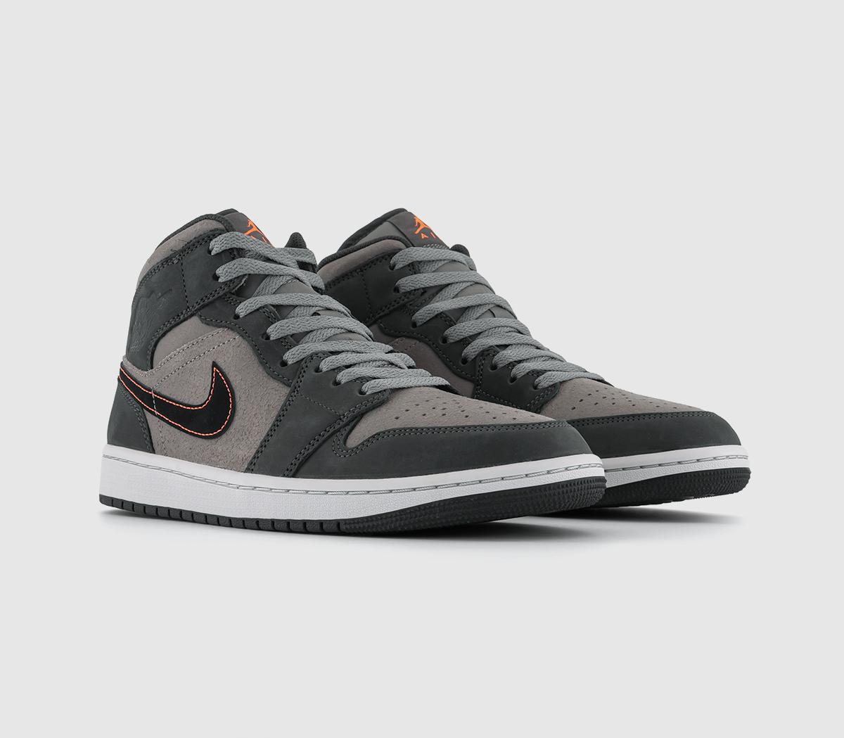 Jordan Air Jordan 1 Mid Trainers Night Stadium Black Flat Pewter