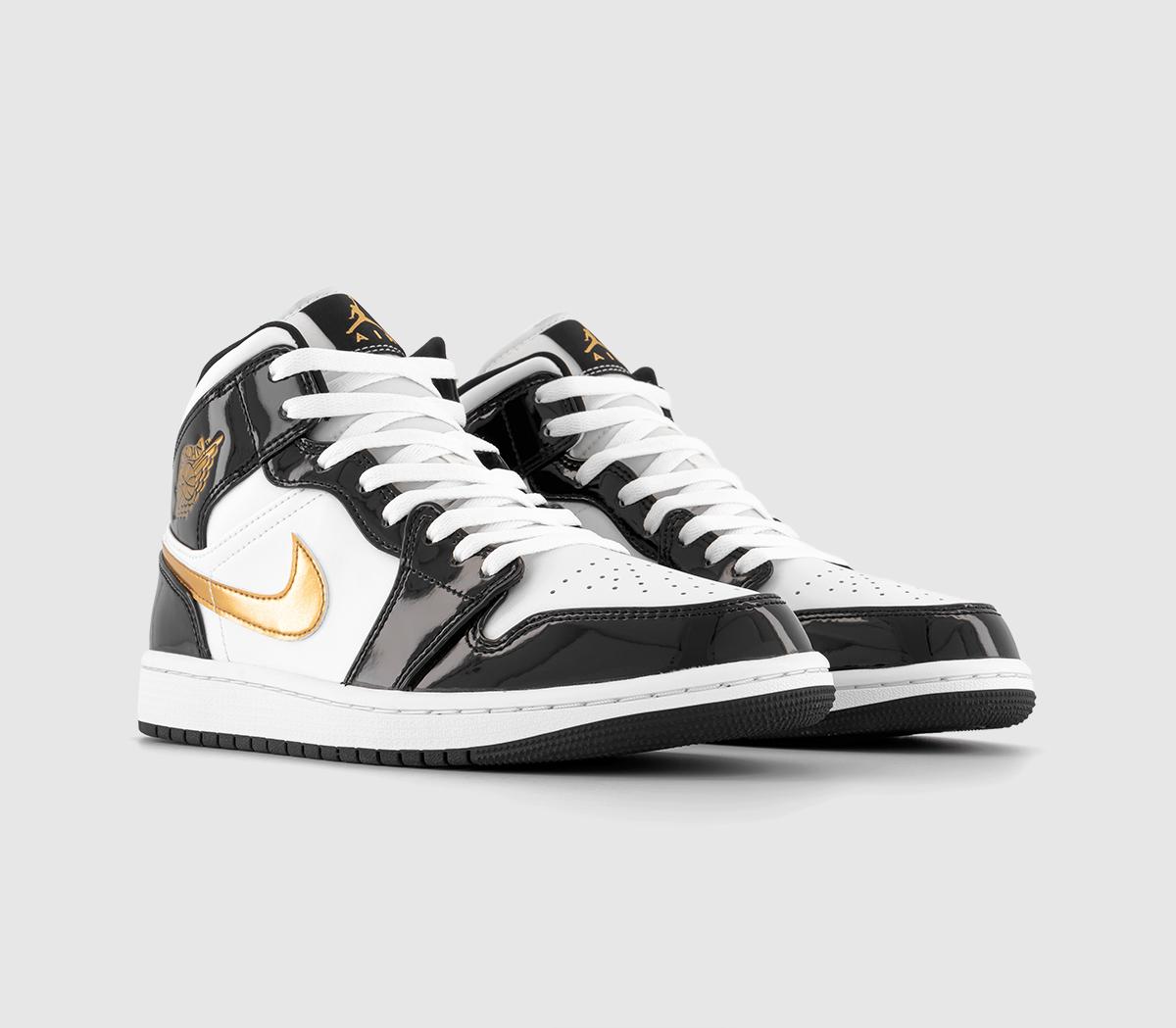 Jordan Air Jordan 1 Mid Trainers Black Metallic Gold White - Men's Trainers