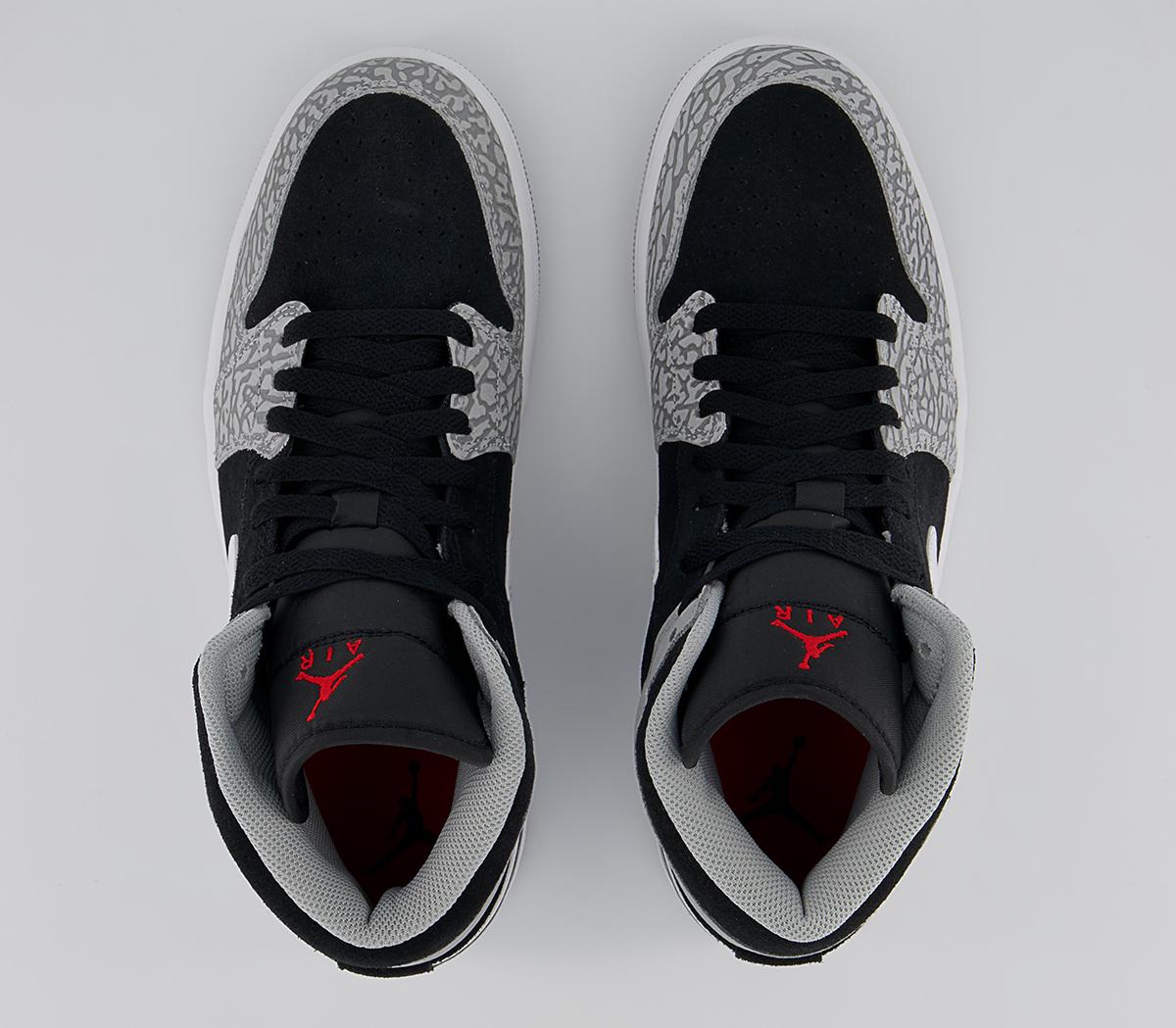 Jordan Air Jordan 1 Mid Trainers Jordan Air Jordan 1 Mid Trainers Black Univ Red White Light Smoke Grey Dark Grey