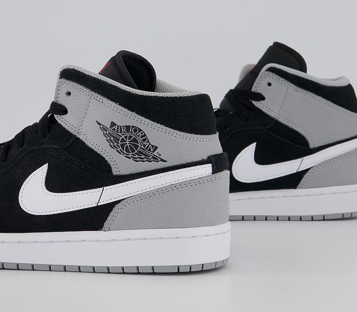 Jordan Air Jordan 1 Mid Trainers Jordan Air Jordan 1 Mid Trainers Black Univ Red White Light Smoke Grey Dark Grey