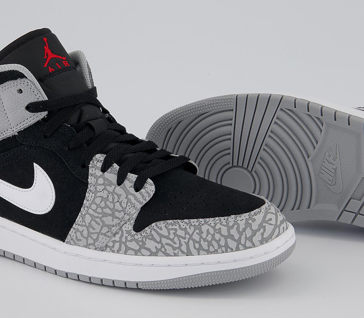 Jordan Air Jordan 1 Mid Trainers Jordan Air Jordan 1 Mid Trainers Black Univ Red White Light Smoke Grey Dark Grey