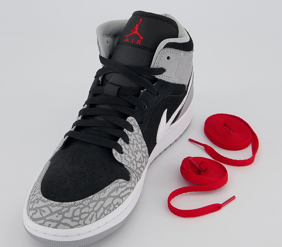 Jordan Air Jordan 1 Mid Trainers Jordan Air Jordan 1 Mid Trainers Black Univ Red White Light Smoke Grey Dark Grey
