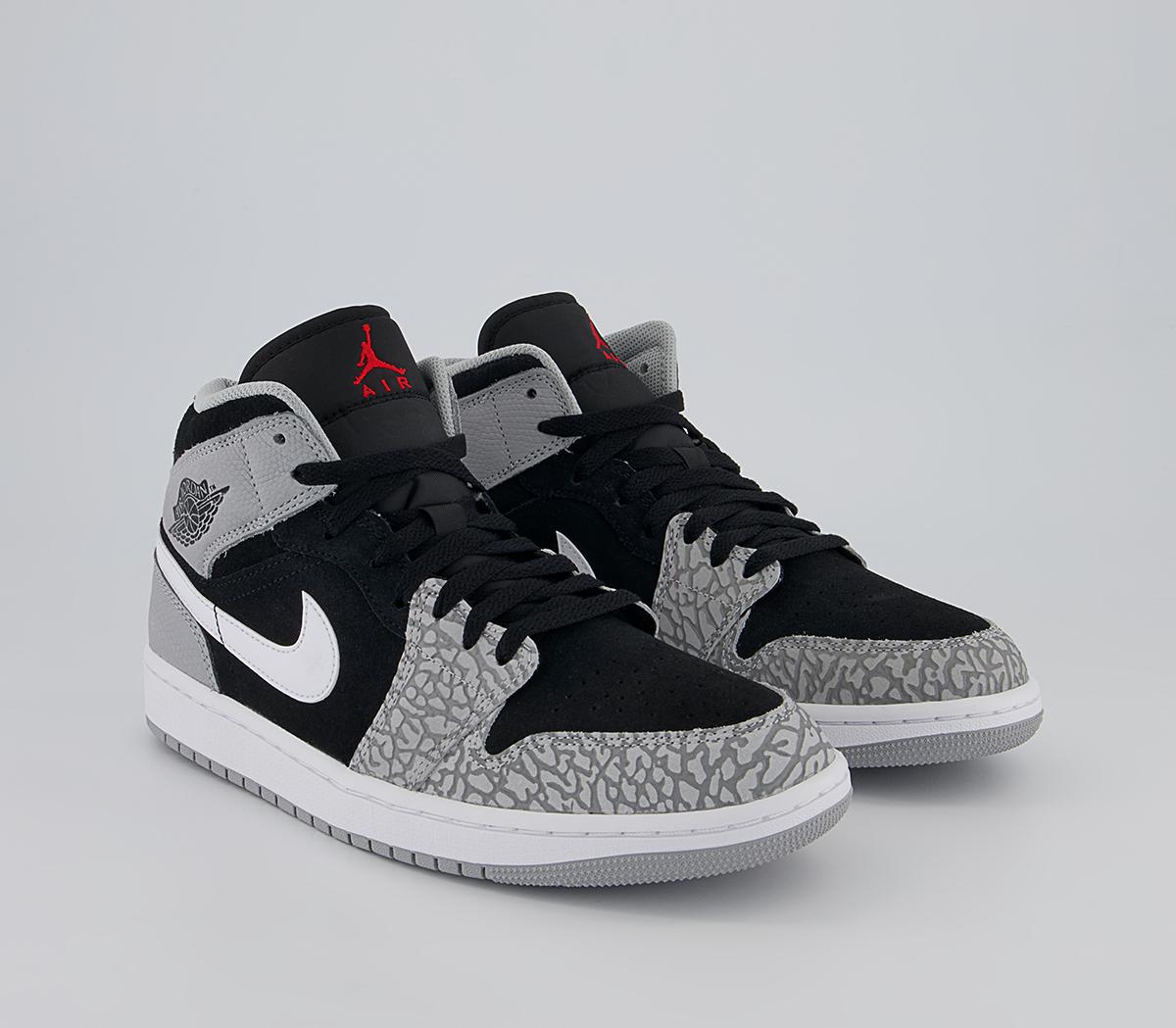 Jordan Air Jordan 1 Mid Trainers Jordan Air Jordan 1 Mid Trainers Black Univ Red White Light Smoke Grey Dark Grey