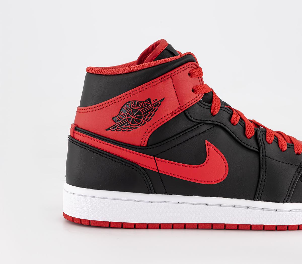 Jordan Air Jordan 1 Mid Trainers Black Fire Red White Men's Trainers