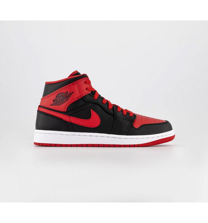 Jordan Air 1 Mid Trainers Black Fire Red White
