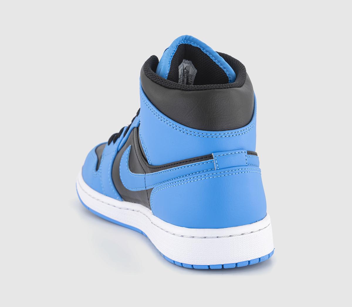 Jordan Air Jordan 1 Mid Trainers University Blue Black White - Men's ...