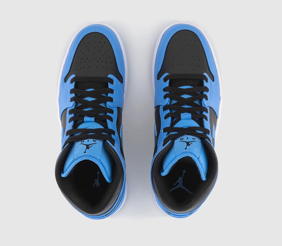 JordanAir Jordan 1 Mid Trainers University Blue Black White
