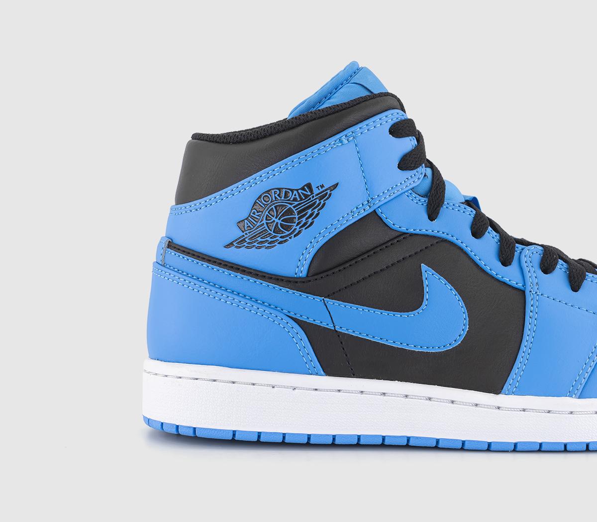 JordanAir Jordan 1 Mid Trainers University Blue Black White