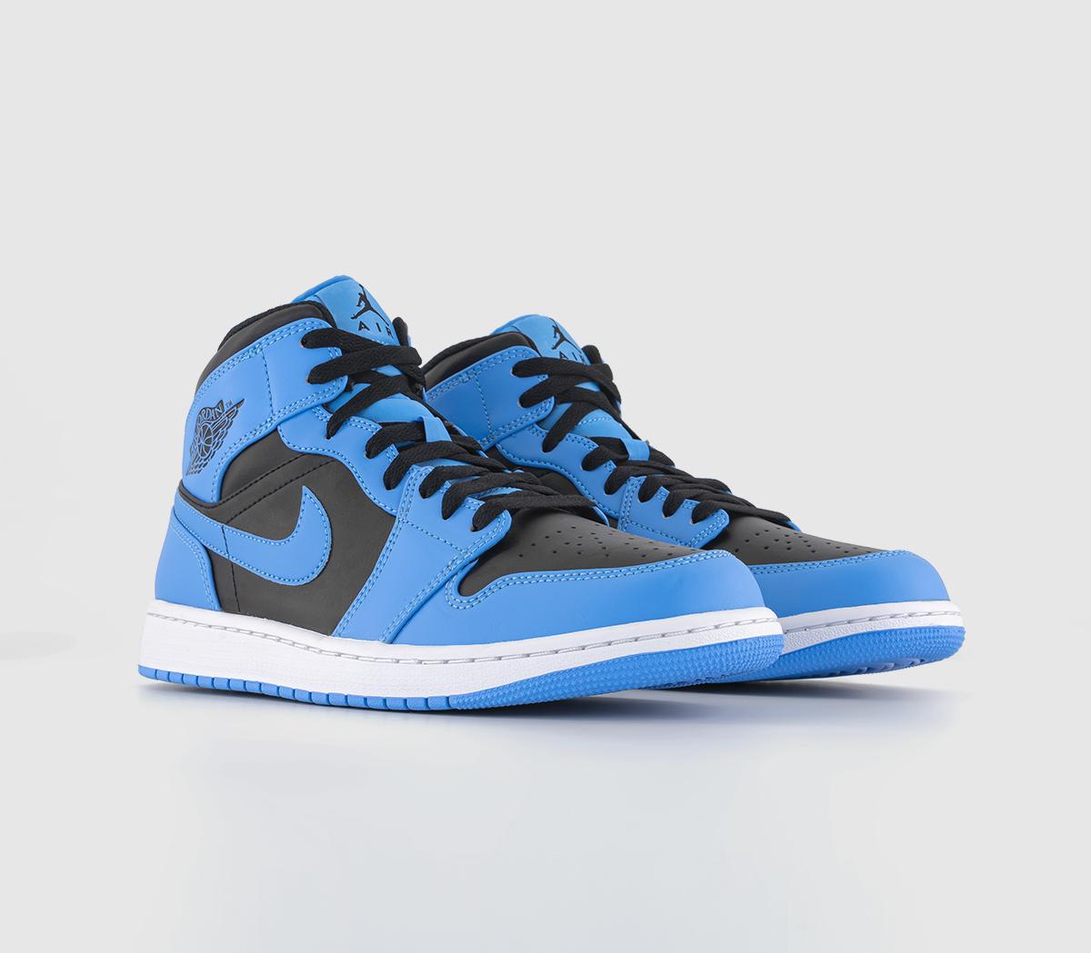 JordanAir Jordan 1 Mid Trainers University Blue Black White