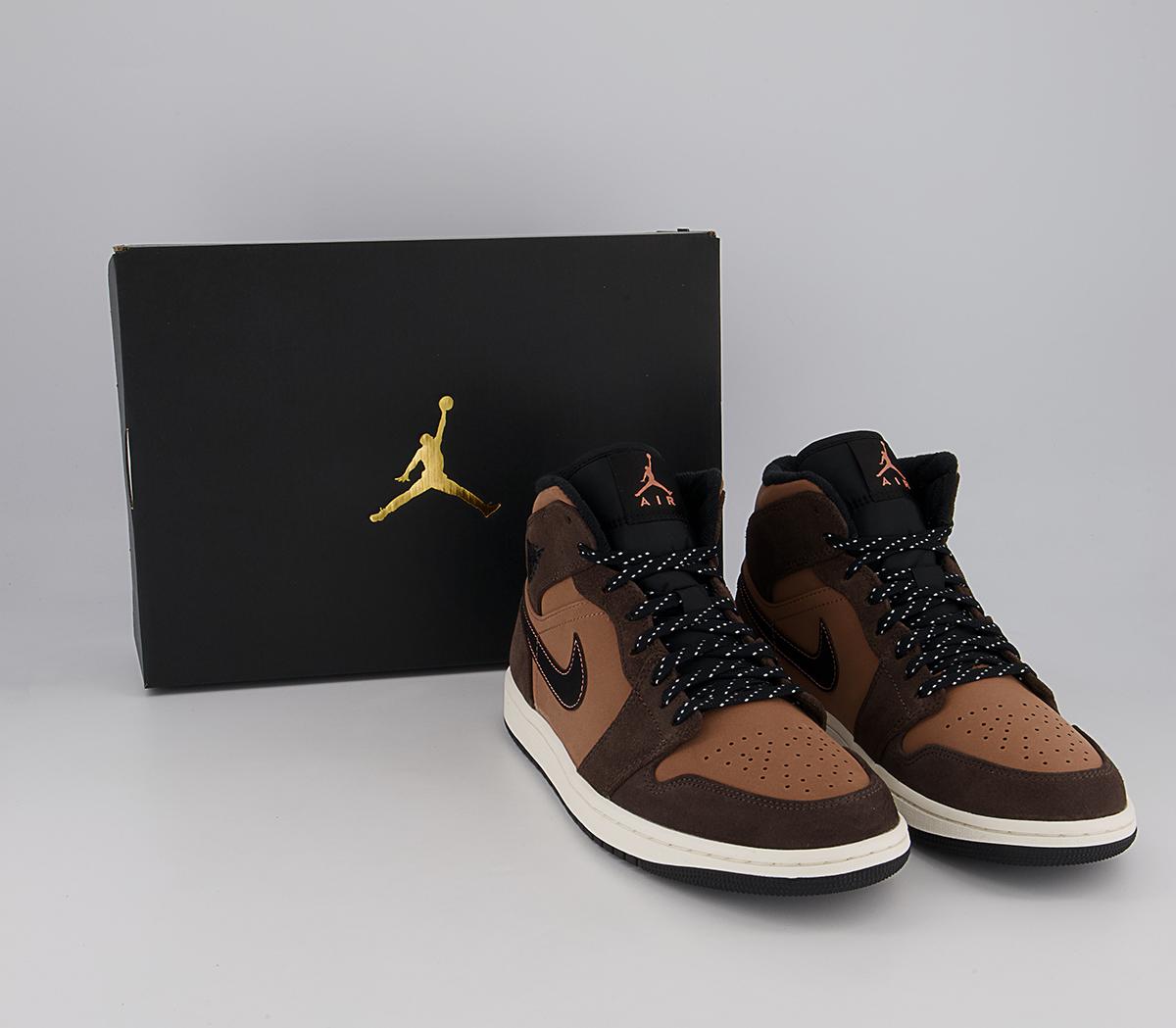 Jordan Air Jordan 1 Mid Trainers Dark Chocolate Crimson Bliss Men's