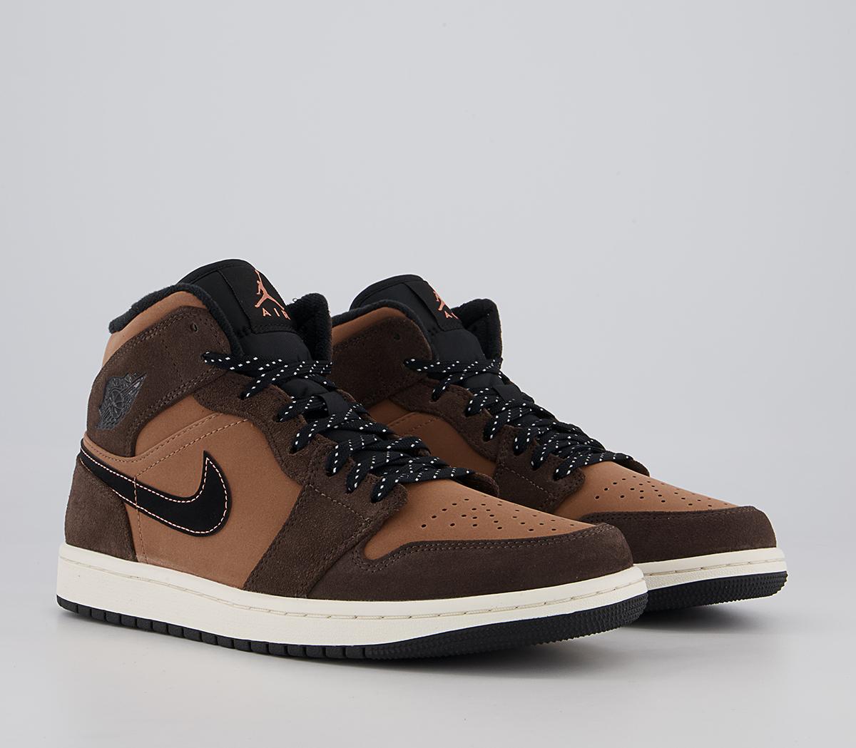 Jordan Air Jordan 1 Mid Trainers Dark Chocolate Crimson Bliss Men's