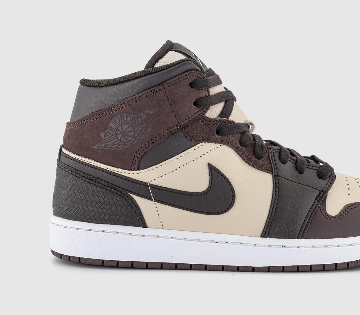 Jordan Air Jordan 1 Mid Trainers Velvet Brown Earth Sanddrift - Men's ...