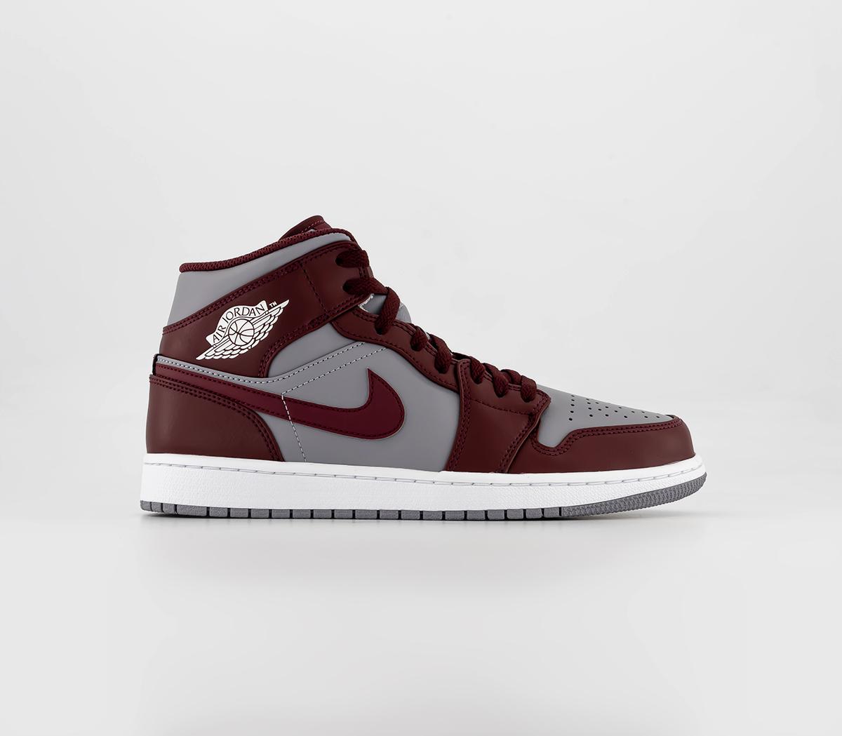 burgundy and grey jordan 1