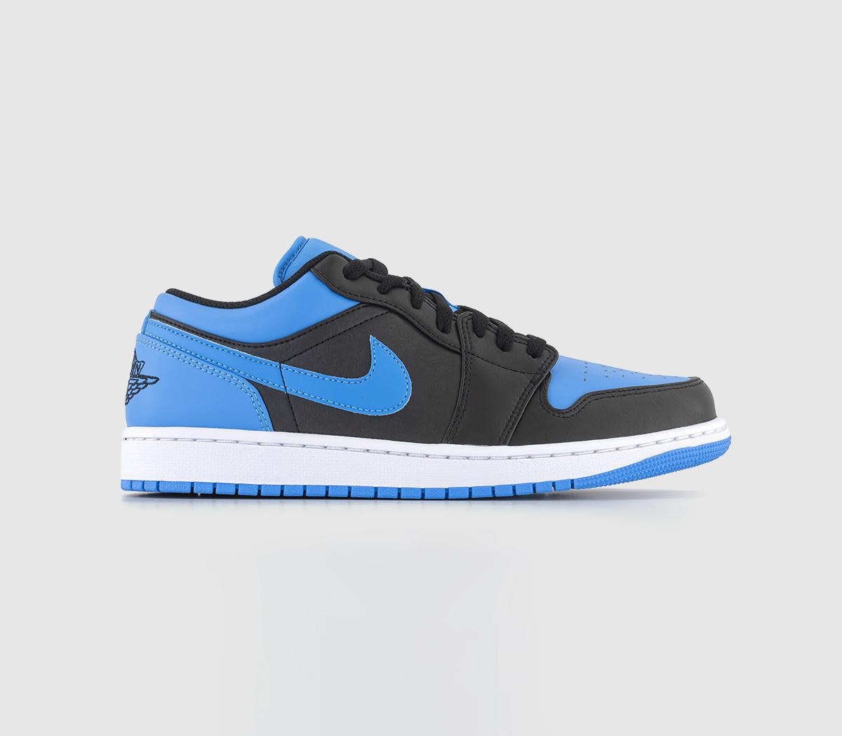 Blue black hotsell white jordans