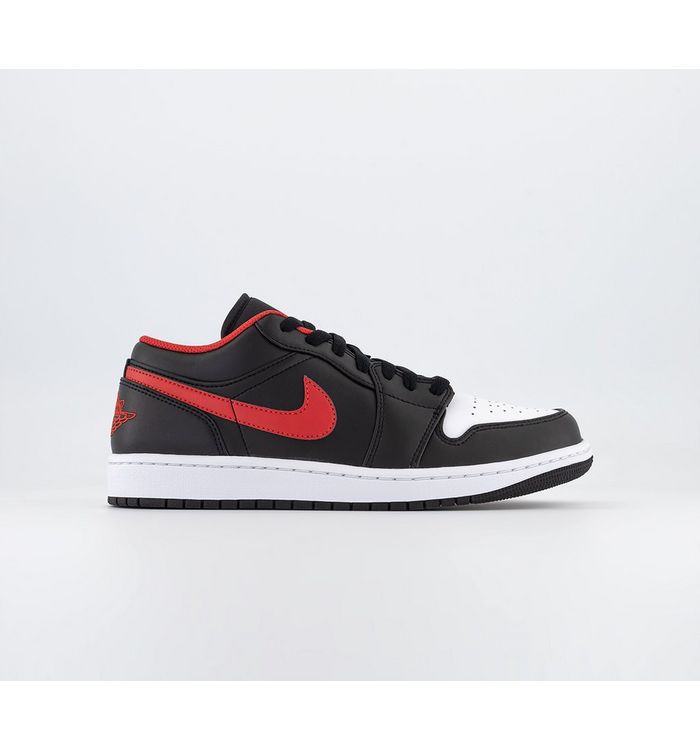 Jordan Air 1 Low Trainers Black Fire Red White