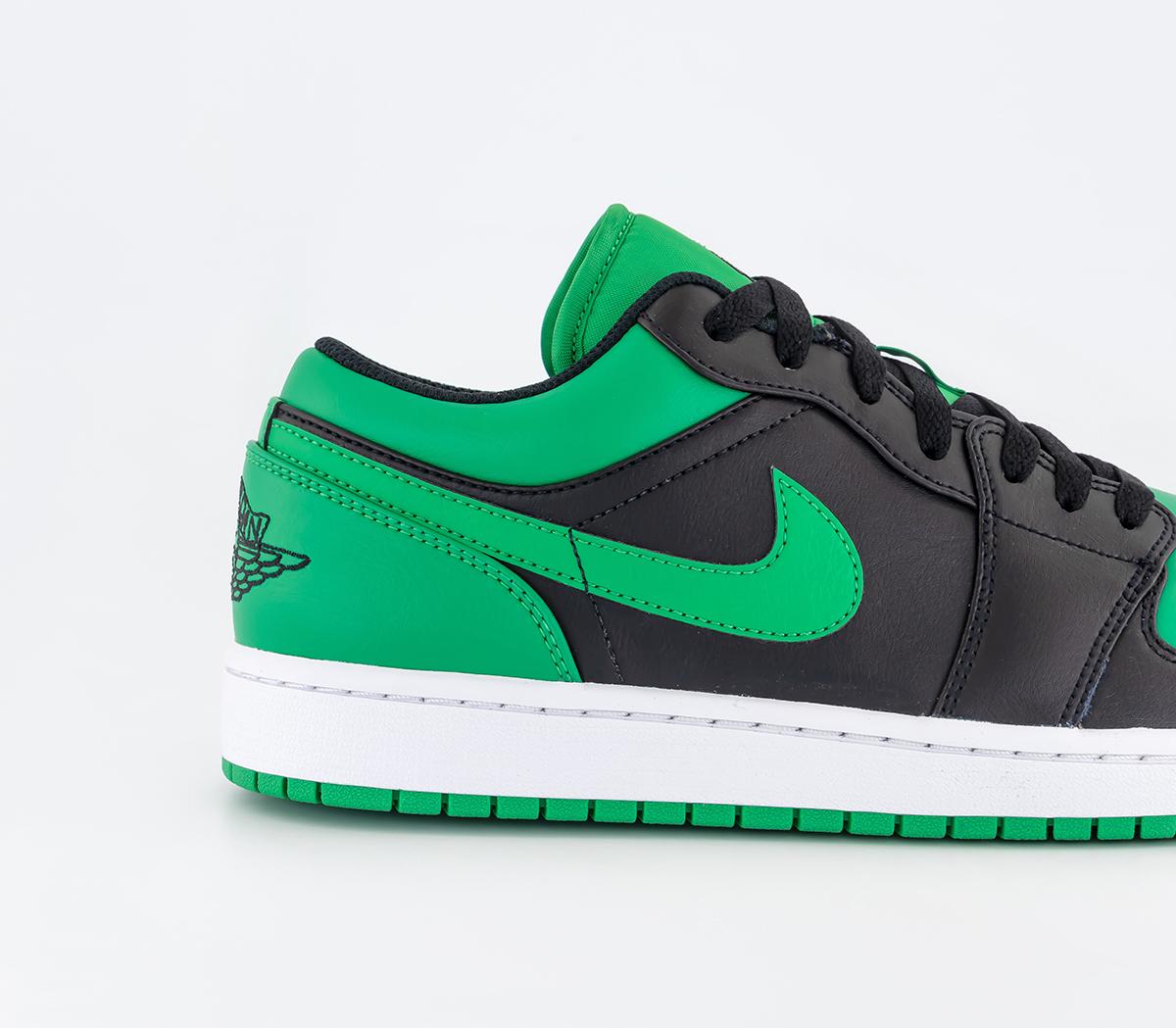 JordanAir Jordan 1 Low TrainersBlack Black Lucky Green White