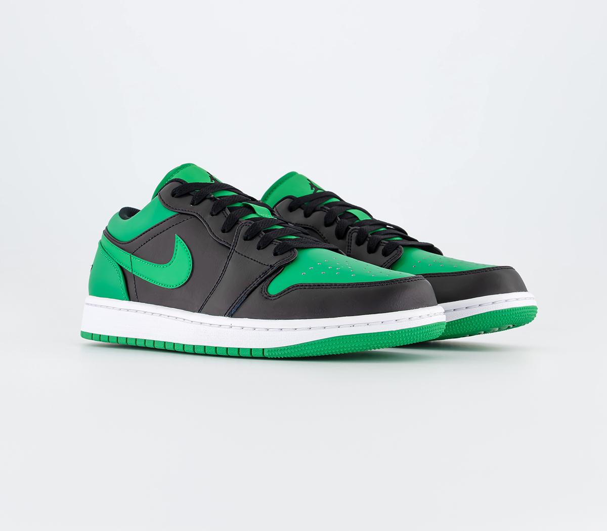 JordanAir Jordan 1 Low TrainersBlack Black Lucky Green White