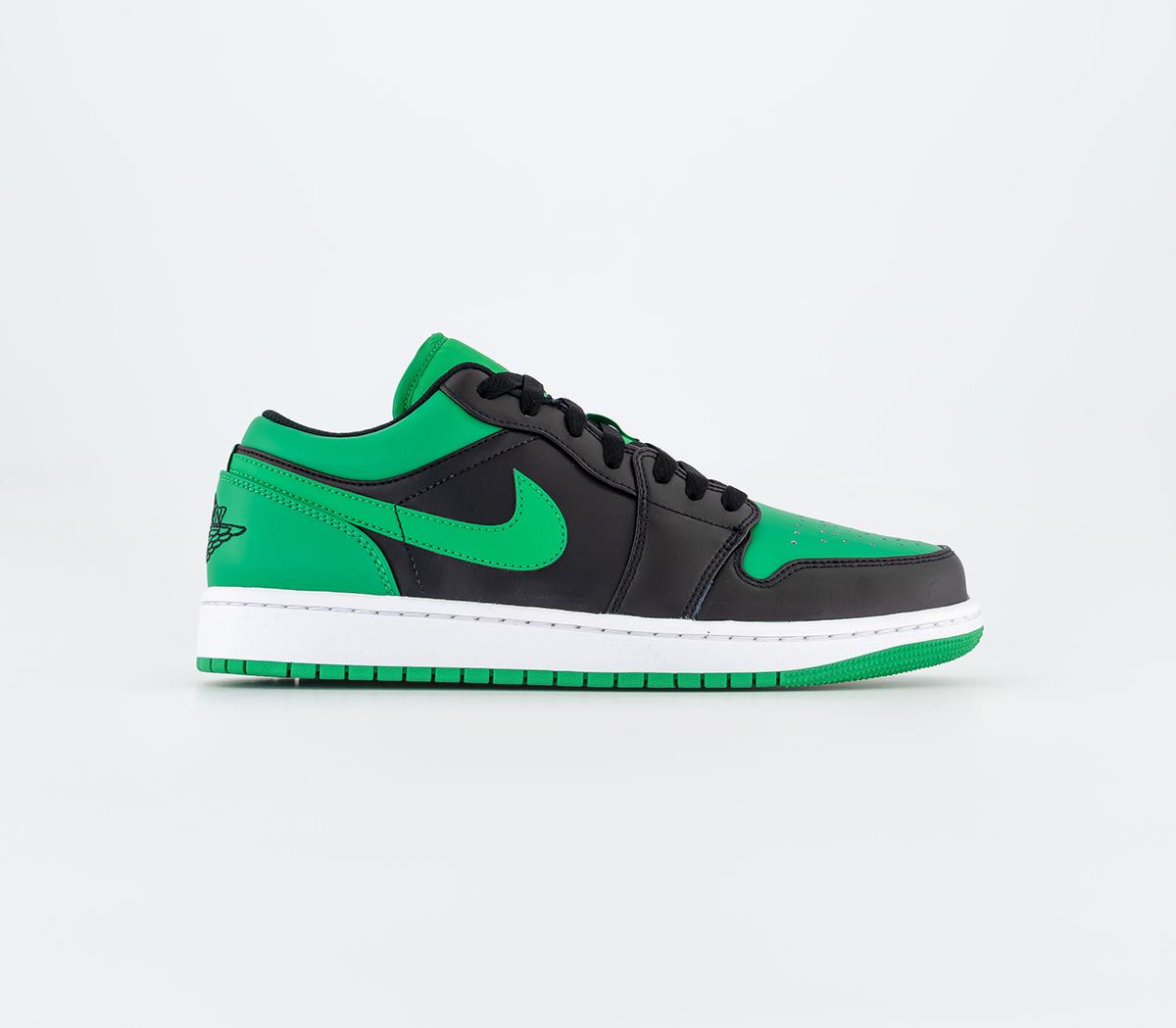 JordanAir Jordan 1 Low TrainersBlack Black Lucky Green White