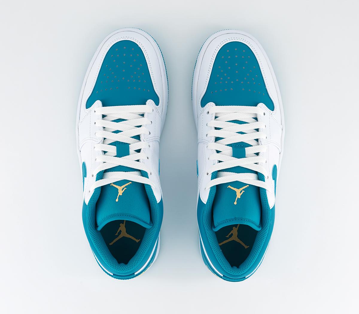 Jordan Air Jordan 1 Low Trainers White Celestial Gold Aqua Tone