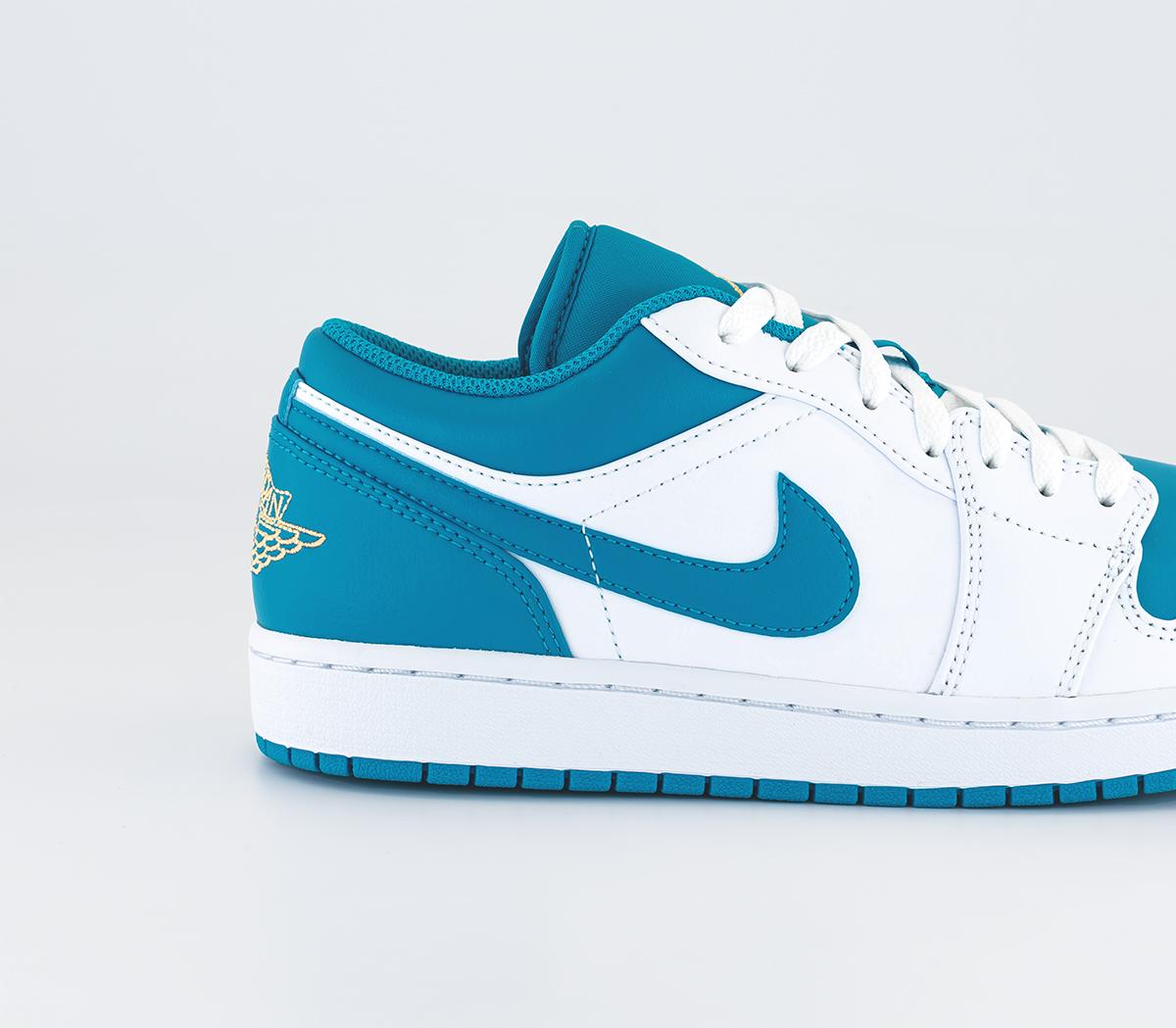 Jordan Air Jordan 1 Low Trainers White Celestial Gold Aqua Tone