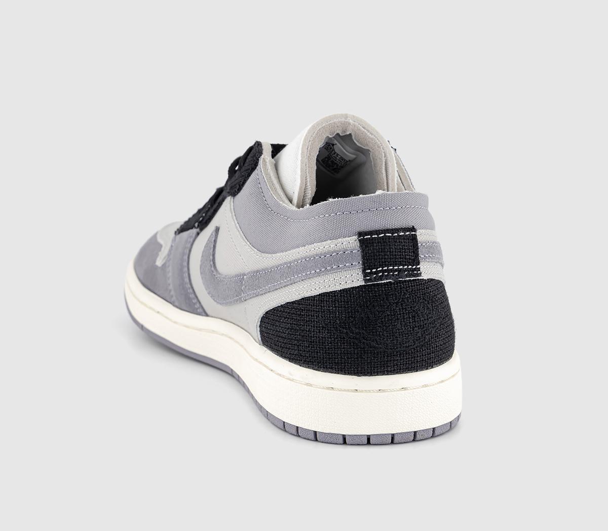 JordanAir Jordan 1 Low TrainersTech Grey Black Cement Grey Sail