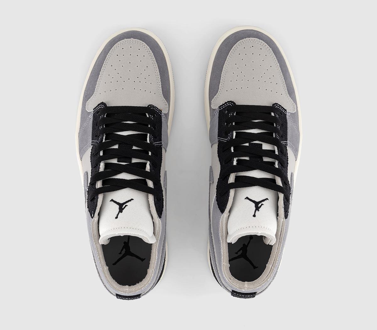 JordanAir Jordan 1 Low TrainersTech Grey Black Cement Grey Sail