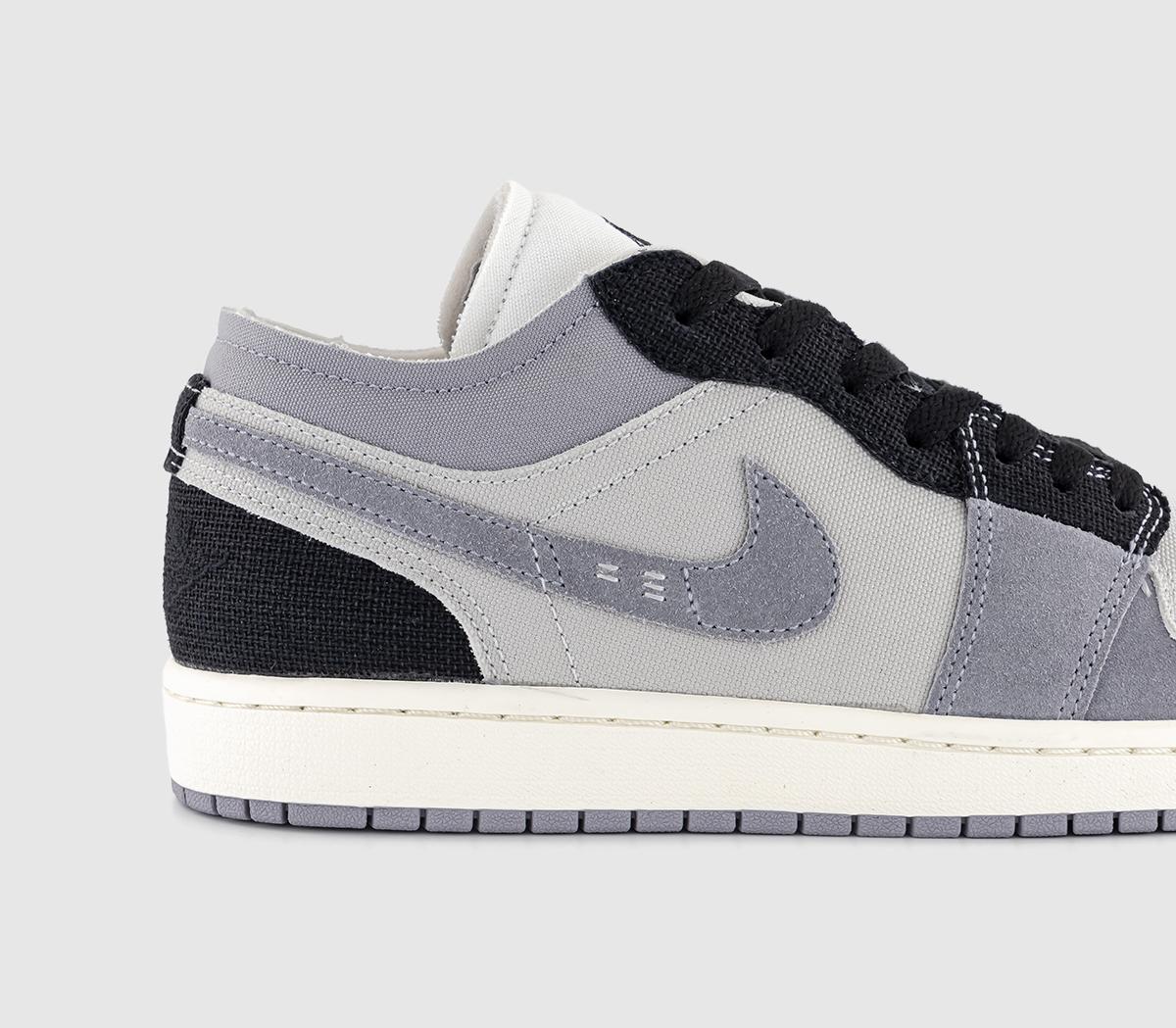 JordanAir Jordan 1 Low TrainersTech Grey Black Cement Grey Sail