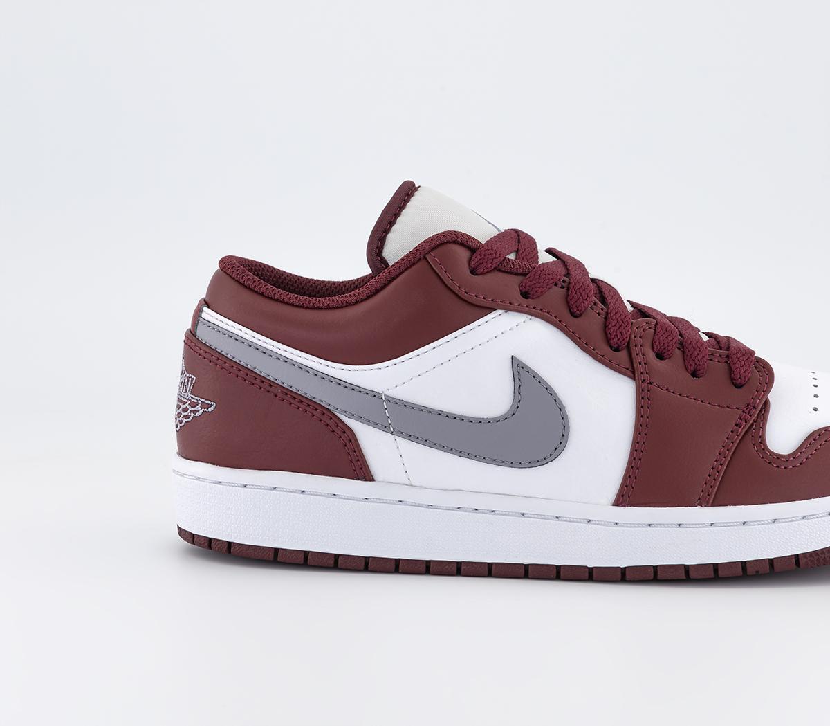 JordanAir Jordan 1 Low TrainersCherrywood Red Cement Grey White