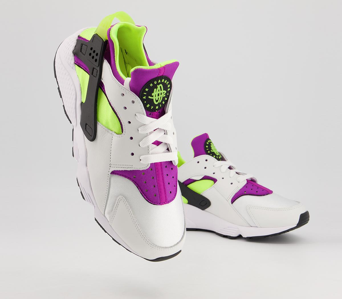 NikeAir Huarache Trainers MWhite Neon Yellow Magenta
