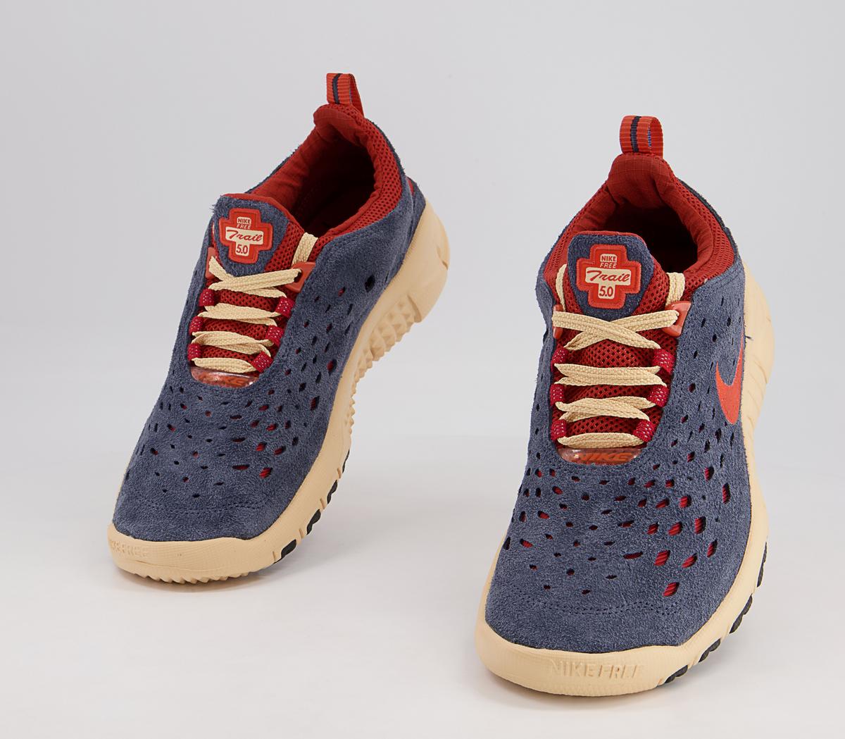 Nike Free Run Trail Trainers Nike Free Run Trail Trainers Thunder Blue Orange Cinnabar Canvas