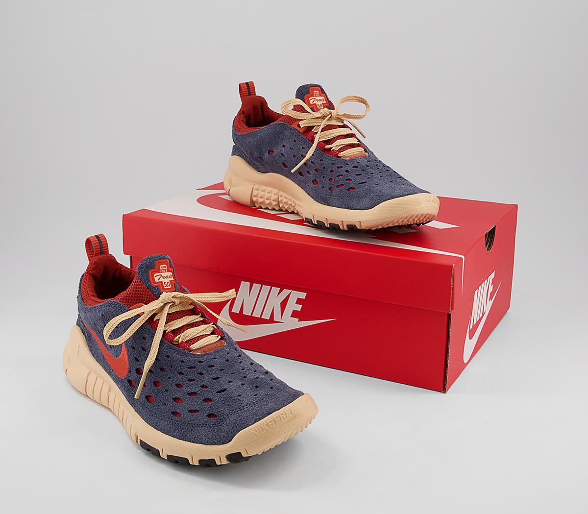Nike Free Run Trail Trainers Nike Free Run Trail Trainers Thunder Blue Orange Cinnabar Canvas