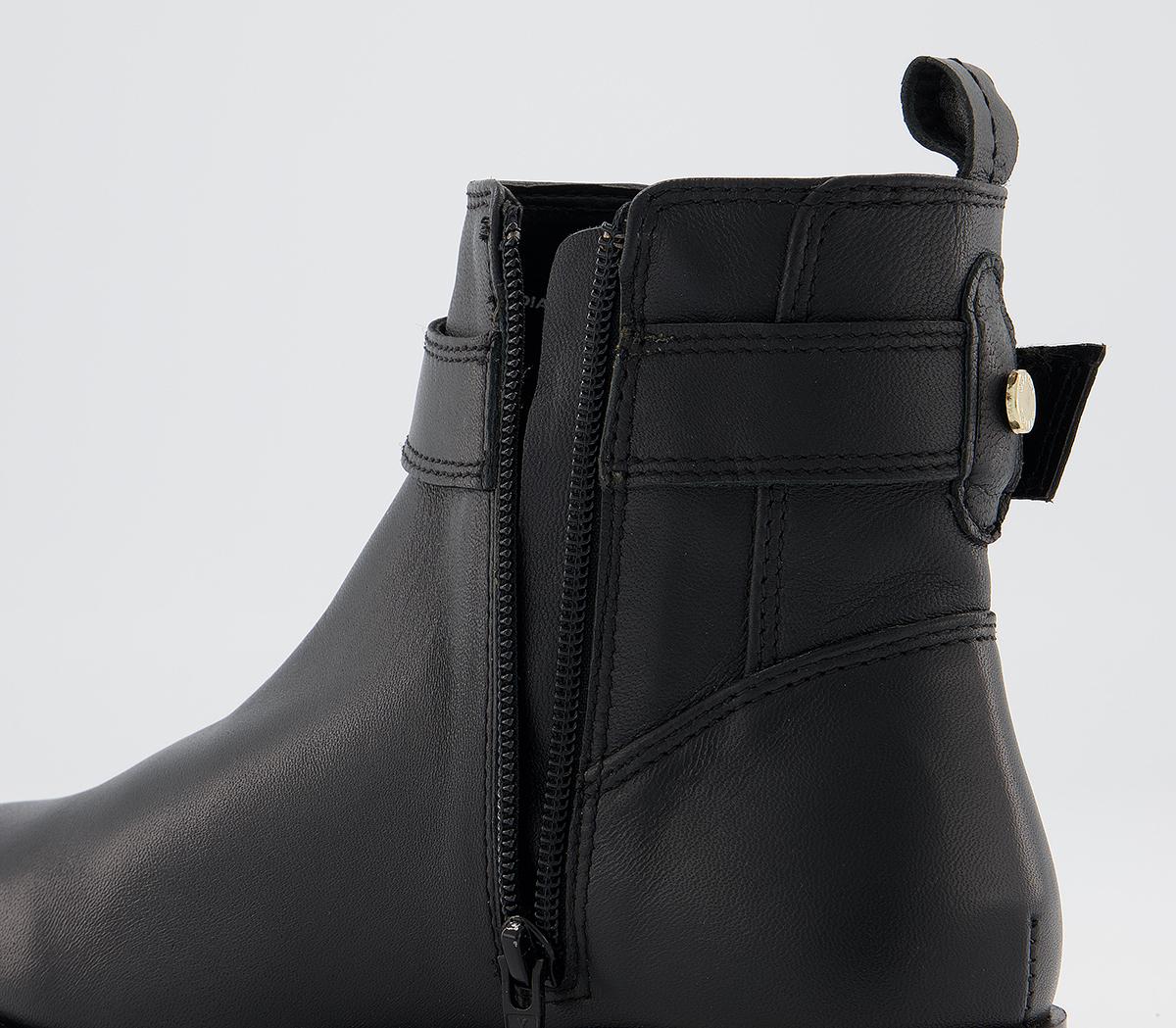 Office Ariel Flat Chelsea Buckle Boots Office Ariel Flat Chelsea Buckle Boots Black Leather