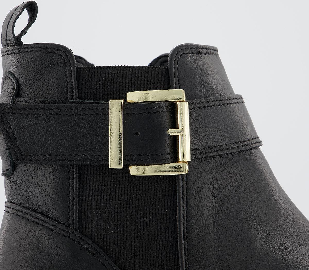Office Ariel Flat Chelsea Buckle Boots Office Ariel Flat Chelsea Buckle Boots Black Leather