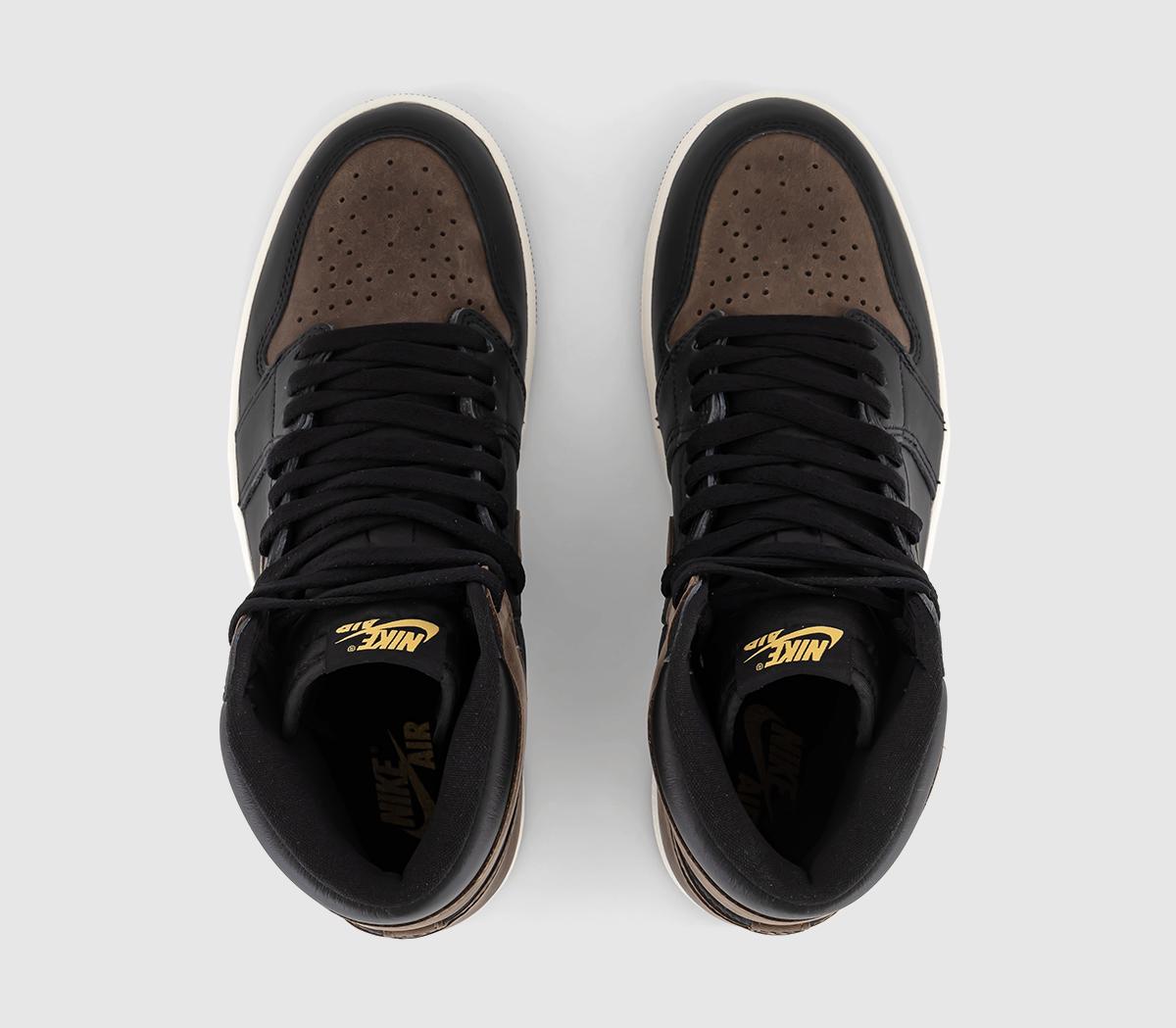 JordanAir Jordan 1 High TrainersBlack Metallic Gold Palomino Sail