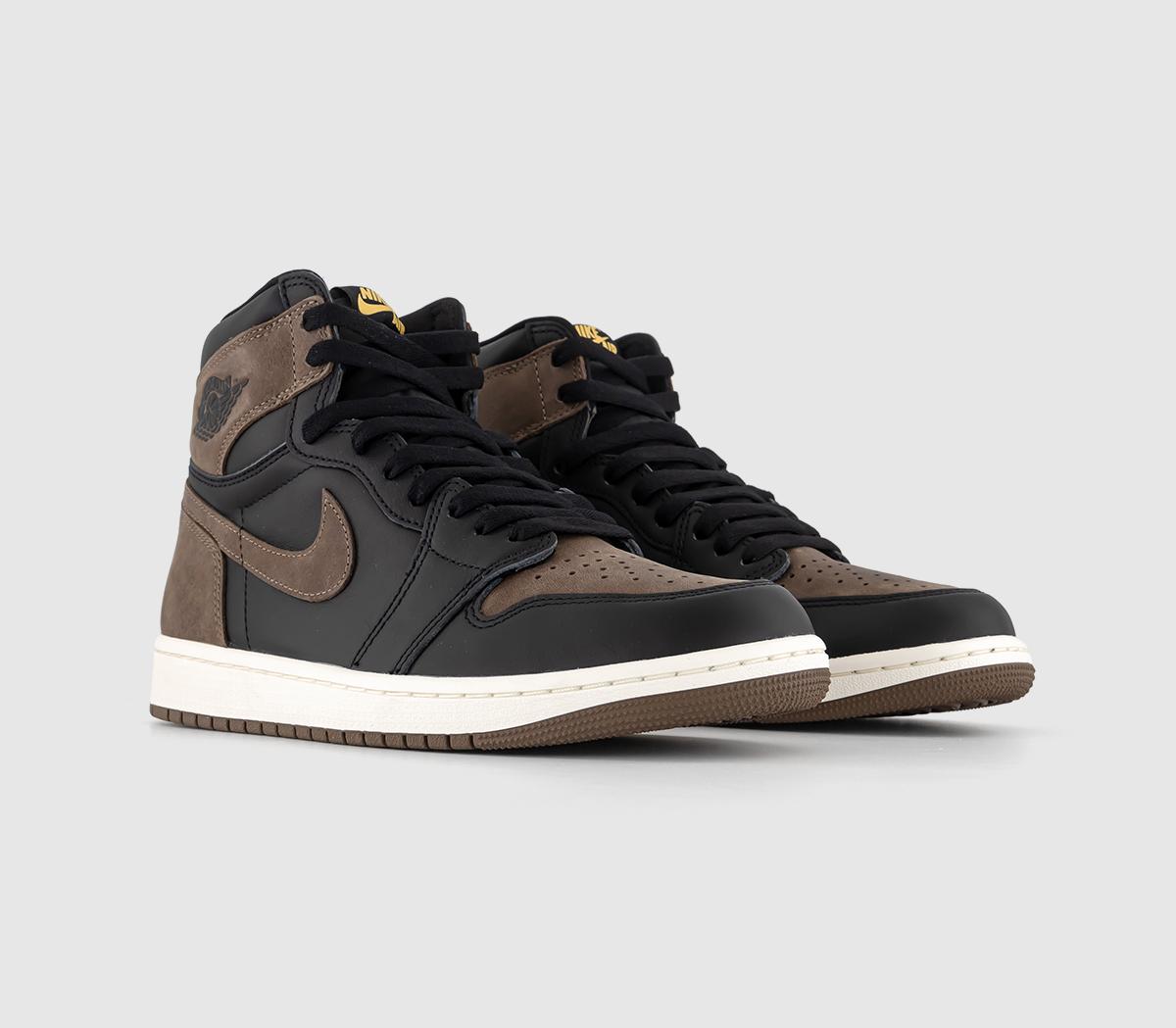 JordanAir Jordan 1 High TrainersBlack Metallic Gold Palomino Sail