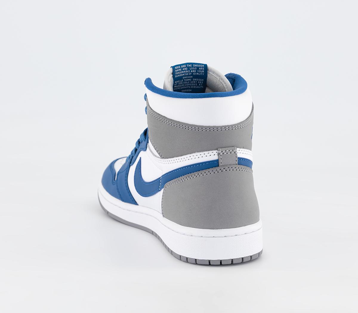 JordanAir Jordan 1 High TrainersTrue Blue White Cement Grey