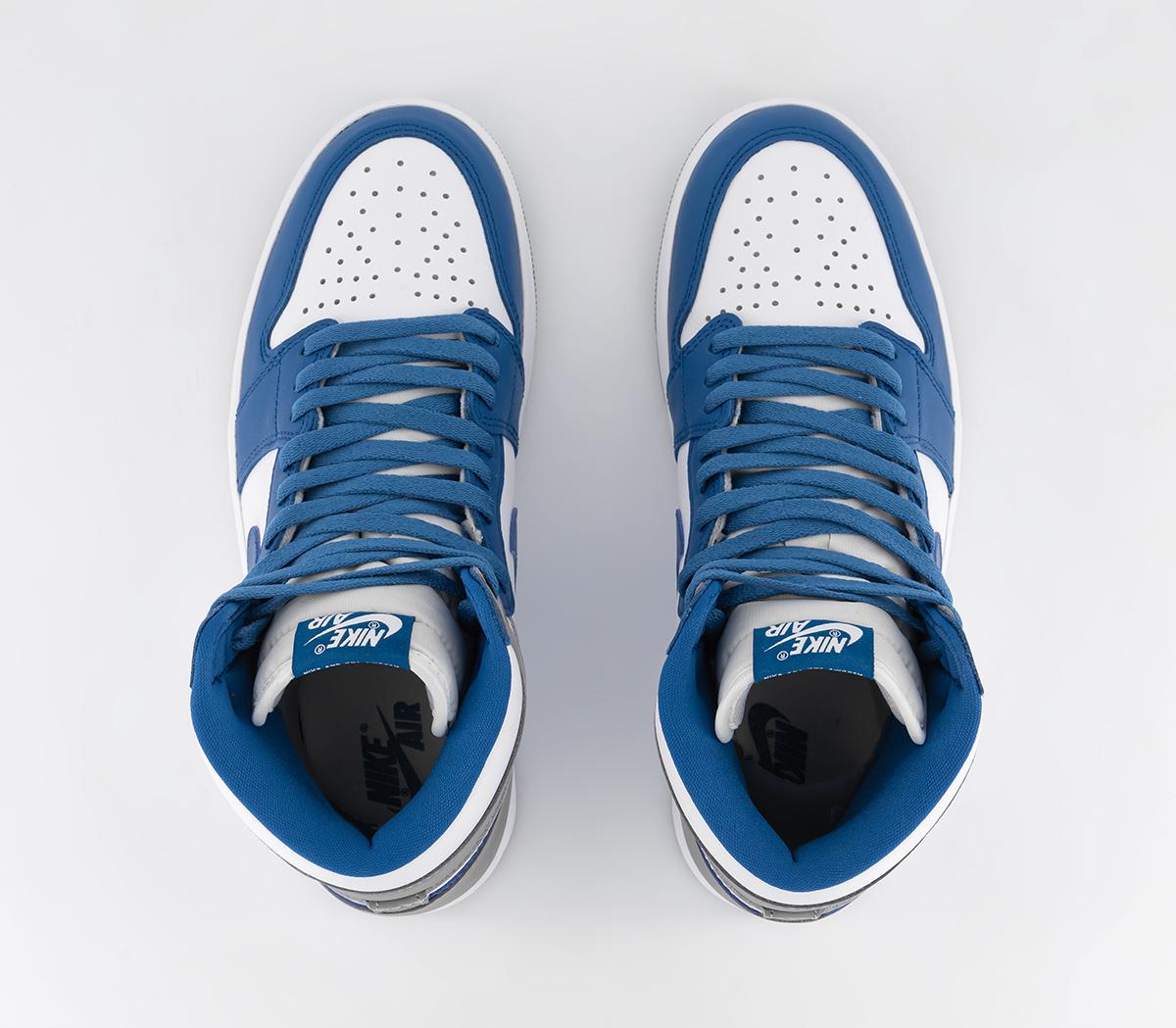 JordanAir Jordan 1 High TrainersTrue Blue White Cement Grey